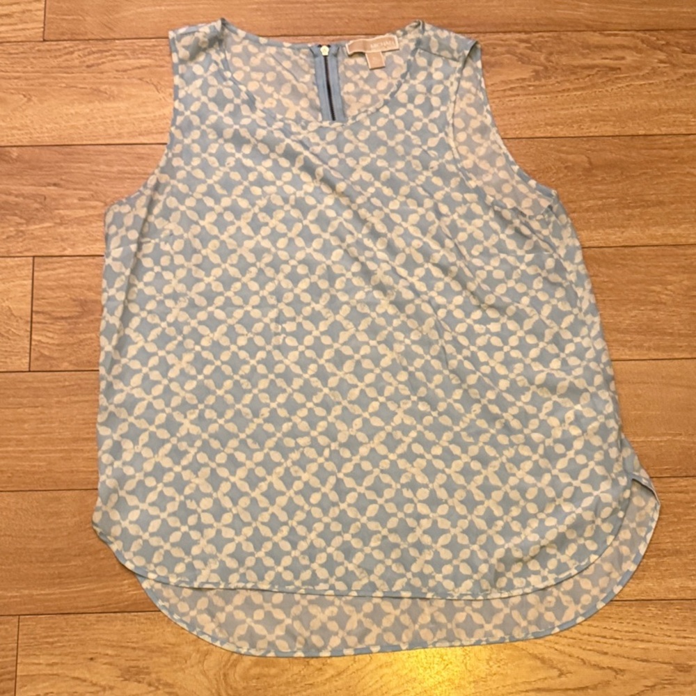 MICHAEL Michael Kors Blue and Cream Geometric Tank Top